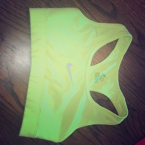 Neon yellow Nike sports bra